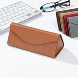 Wood Grain Glasses Case Strong Magnet Triangle Folds Glass Box PU Waterproof