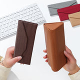 Wood Grain Glasses Case Strong Magnet Triangle Folds Glass Box PU Waterproof