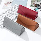 Wood Grain Glasses Case Strong Magnet Triangle Folds Glass Box PU Waterproof