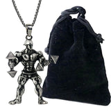 Strong Man Dumbbell Fitness Pendant Necklace Men Jewelry