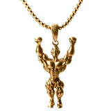 Strong Man Dumbbell Fitness Pendant Necklace Men Jewelry