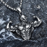 Fitness Biceps Pendant Necklace Stainless Steel Bodybuilding Chain