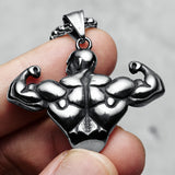 Fitness Biceps Pendant Necklace Stainless Steel Bodybuilding Chain