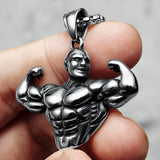 Fitness Biceps Pendant Necklace Stainless Steel Bodybuilding Chain