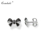 925 Sterling Silver Zirconia BowKnot Stud Earring Gift for Women
