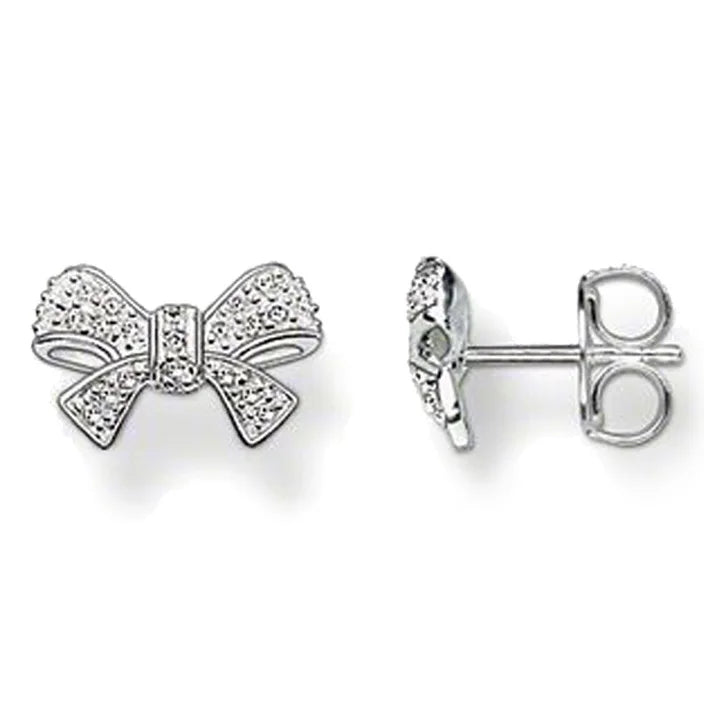 925 Sterling Silver Zirconia BowKnot Stud Earring Gift for Women