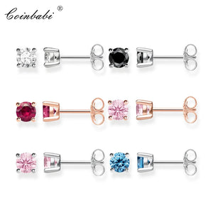 Colorful Stone Bohemia Stud Earrings 925 Sterling Silver Jewelry