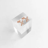 Cross Pave Rose Stud Earrings 925 Sterling Silver Jewelry