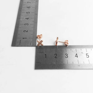 Cross Pave Rose Stud Earrings 925 Sterling Silver Jewelry