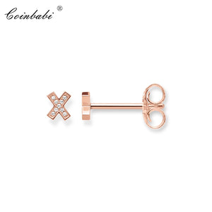 Cross Pave Rose Stud Earrings 925 Sterling Silver Jewelry