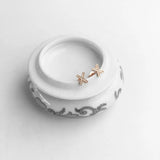 Cross Pave Rose Stud Earrings 925 Sterling Silver Jewelry