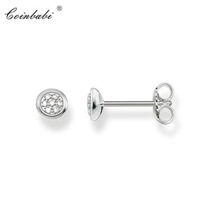 925 Sterling Silver Round Pave Stud Earrings for Women