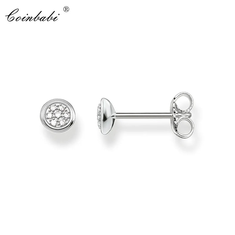 925 Sterling Silver Round Pave Stud Earrings for Women