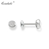 925 Sterling Silver Round Pave Stud Earrings for Women