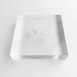 925 Silver Zirconia Stud Earrings X Line Shapes