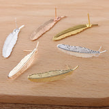 Metal Feather Bezel Stud Earrings Bases DIY Crafts
