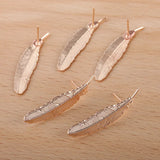 Metal Feather Bezel Stud Earrings Bases DIY Crafts