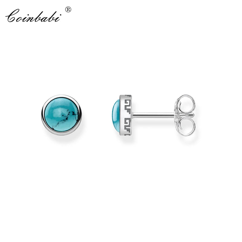 925 Silver Stone Stud Earrings High Quality Europe Style Gift