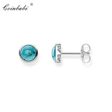925 Silver Stone Stud Earrings High Quality Europe Style Gift