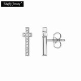 Cross Pave Faith Stud Earrings Zirconia Vintage Jewelry