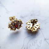 Flower Stud Earrings Colorful Stones Golden Bohemia Jewelry for Women