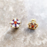 Flower Stud Earrings Colorful Stones Golden Bohemia Jewelry for Women