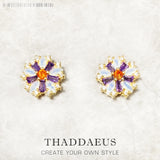 Flower Stud Earrings Colorful Stones Golden Bohemia Jewelry for Women