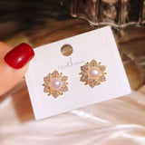 925 Sterling Silver Pearls Palace Stud Earrings