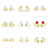 Pearl Stud Earrings 14K Plating Copper Zirconia Butterfly Party