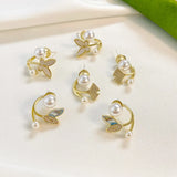 Pearl Stud Earrings 14K Plating Copper Zirconia Butterfly Party