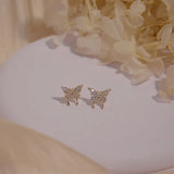 S925 Butterfly CZ Stud Earrings for Women