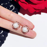 Vintage Pearls Stud Earrings for Women S925 Sweet Accessories
