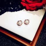 Vintage Pearls Stud Earrings for Women S925 Sweet Accessories