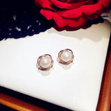 Vintage Pearls Stud Earrings for Women S925 Sweet Accessories