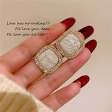 CZ Square Stone Stud Earrings 925 Solid Silver Fine Jewelry