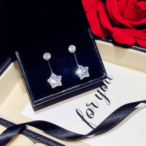 Solid 925 Needles Star CZ Stud Earrings