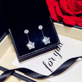 Solid 925 Needles Star CZ Stud Earrings