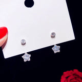 Solid 925 Needles Star CZ Stud Earrings
