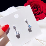 Solid 925 Needles Star CZ Stud Earrings