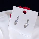 Solid 925 Needles Star CZ Stud Earrings