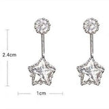 Solid 925 Needles Star CZ Stud Earrings