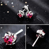 Ruby Red Stone Stud Earrings Sterling S925 Fine Jewelry