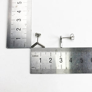 Sterling Silver Stud Earrings Letter V Zirconia Jewelry