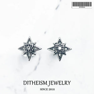 925 Silver Star Stud Earrings CZ Golden Europe Styling Jewelry