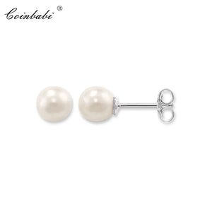Pearl Ball Stud Earrings 925 Sterling Silver