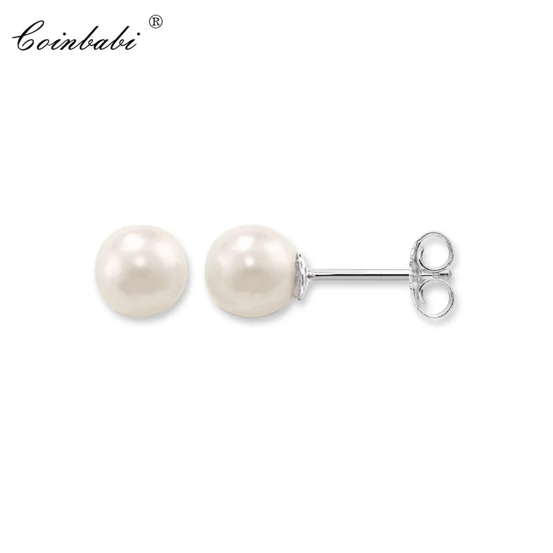 Pearl Ball Stud Earrings 925 Sterling Silver
