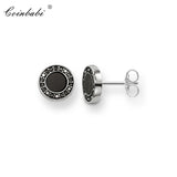 Round Bohemia Stud Earrings 925 Sterling Silver Zirconia Jewelry