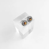 925 Silver Round Sun Tiger Eye Stud Earrings