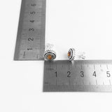 925 Silver Round Sun Tiger Eye Stud Earrings