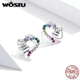 925 Silver Slow Sloth Zircon Heart Stud Earrings